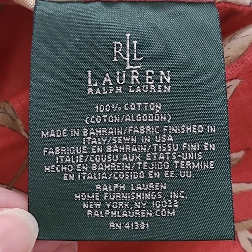 EUC Lauren Ralph Lauren Villa Camelia Floral Fretwork Comforter/Euro Shams Set